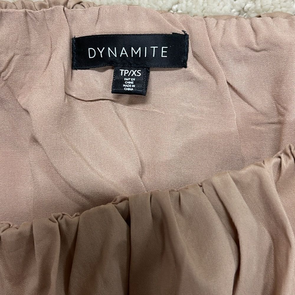 Dynamite Short Bubble Sleeve Crop Top, Women’s Size Small, Beige - Picture 6 of 6